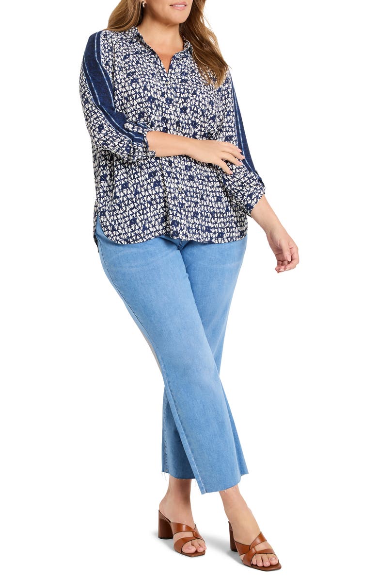 NIC+ZOE Etched Angles Print Shirt, Alternate, color, Indigo Multi