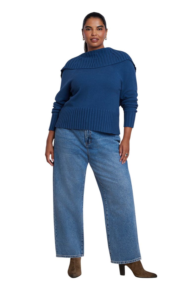 Plunging Back Sweater (plus), Alternate, color, SET SAIL