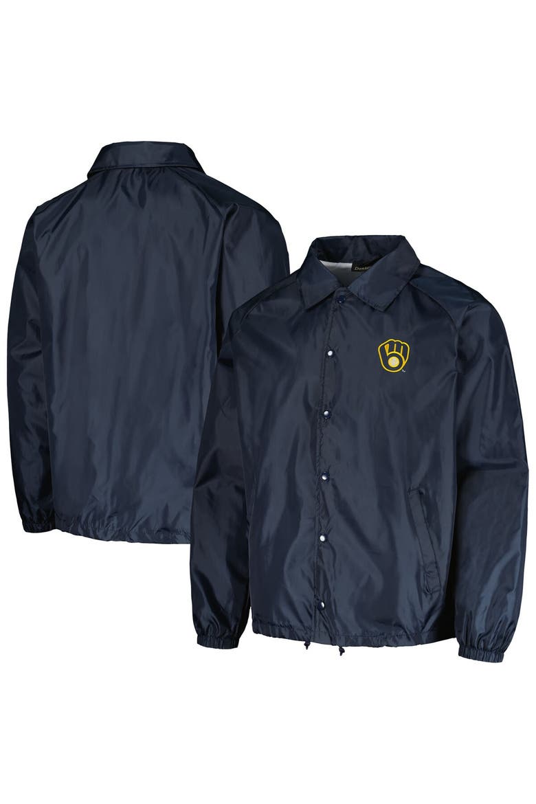 Men's Dunbrooke  Navy Milwaukee Brewers Coach's Raglan Full-Snap Windbreaker Jacket, Main, color, Navy