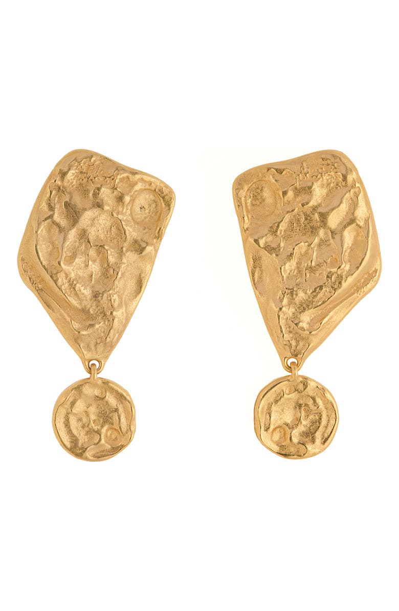 Reiss Mason Molten Drop Earrings, Main, color, Gold Tone