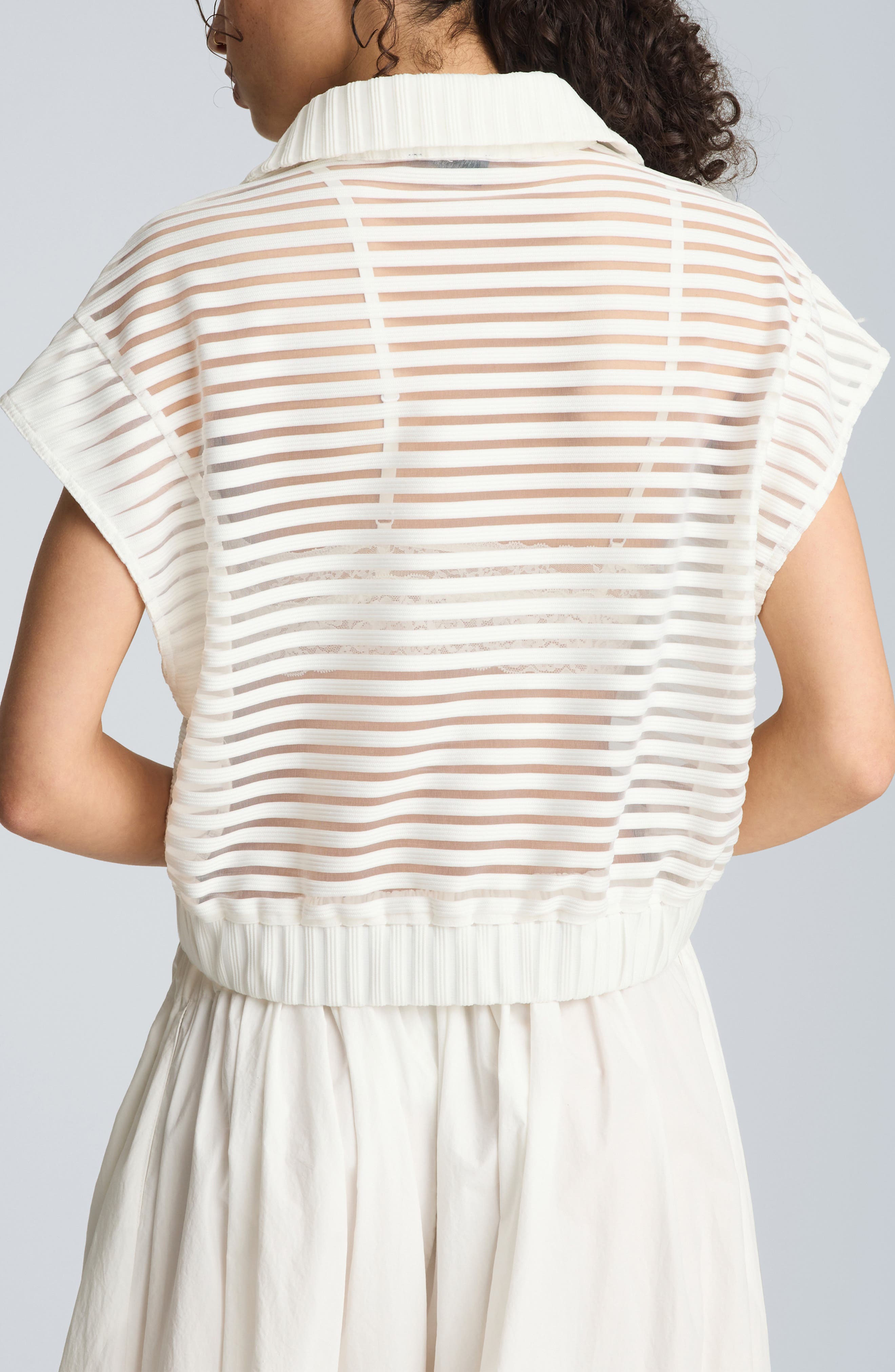 Sheer Stripe Zip Cardigan - image 4