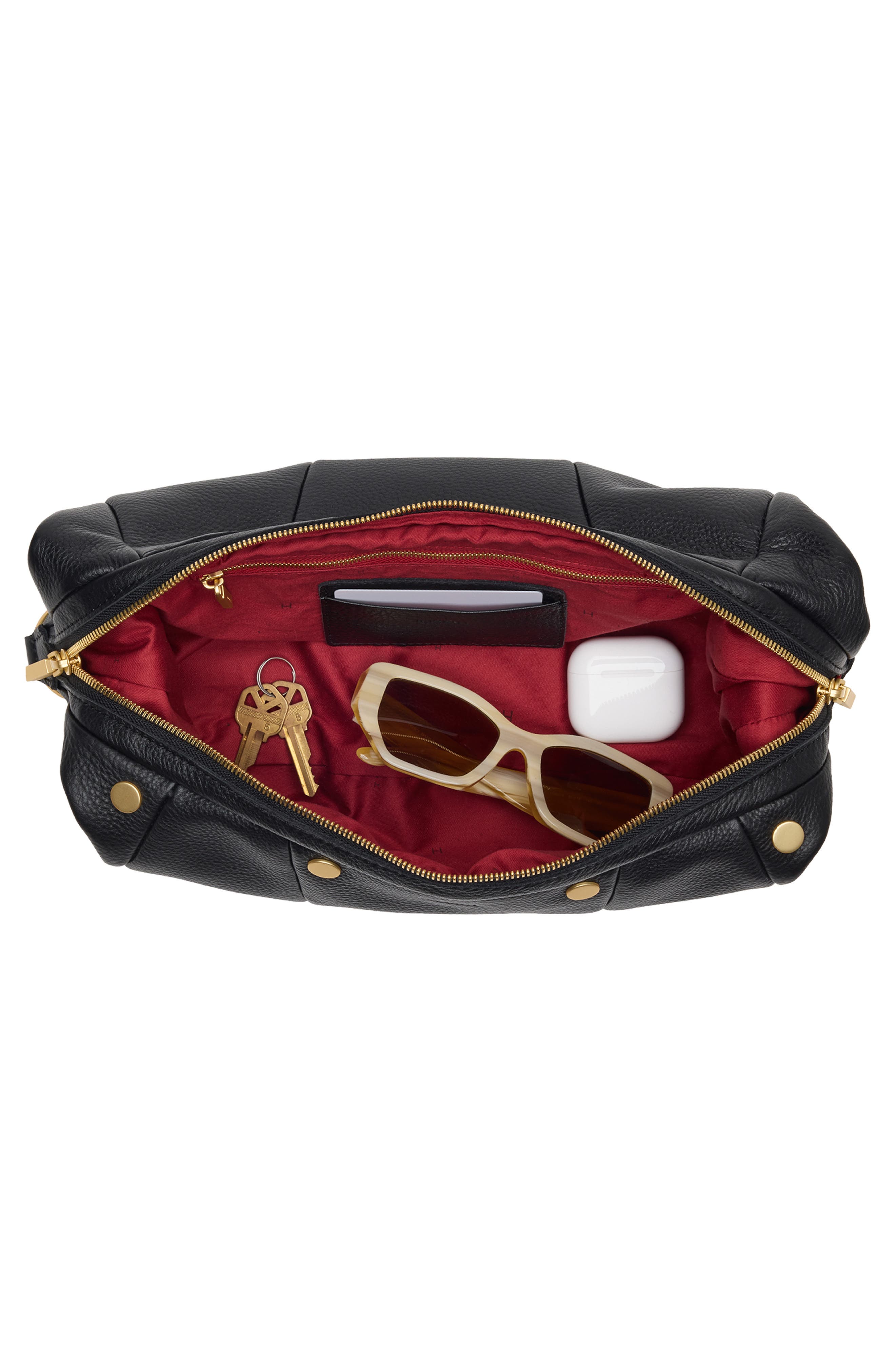 Medium Erica Leather Hobo Bag, Alternate, color, BLACK/ BRUSHED GOLD