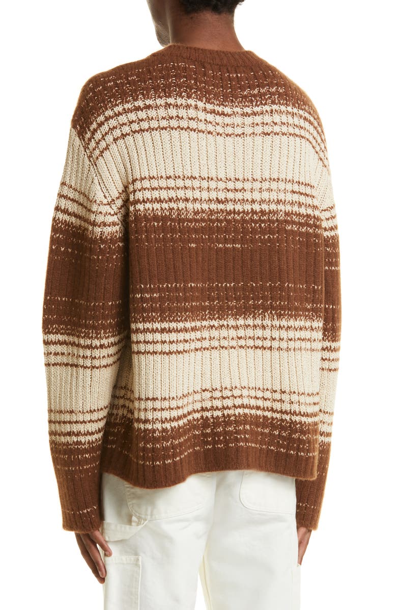 The Elder Statesman Ombré Stripe Cashmere & Cotton Rib Sweater, Alternate, color,