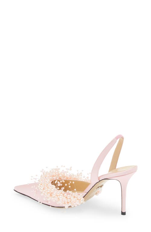 Mach&mach Mach & Mach Floating Faux Pearl Slingback Pump In Pink
