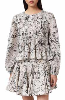 Melani Print Gathered Peplum Top