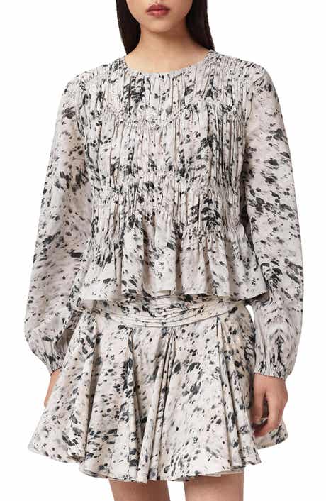 Melani Print Gathered Peplum Top