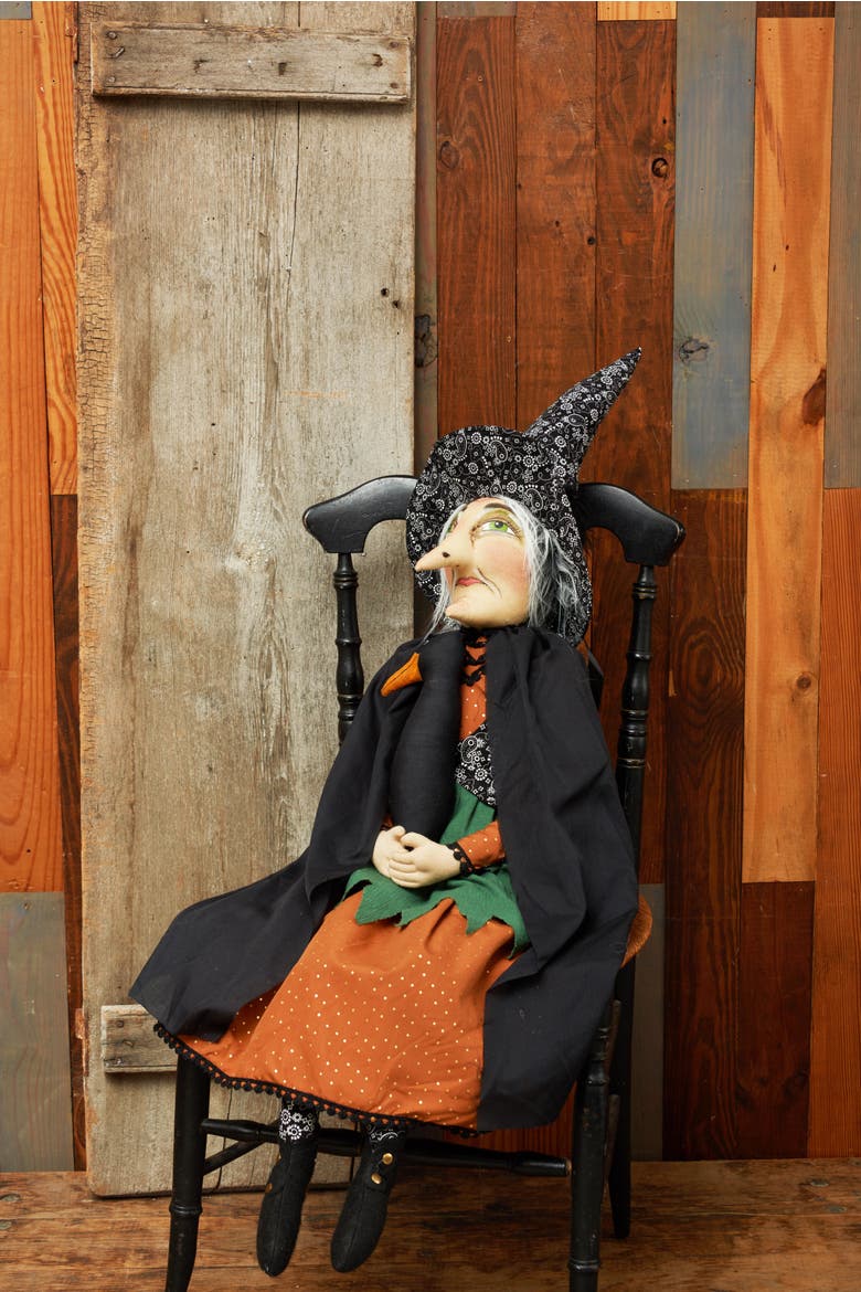 Prue Sorceress Witch Halloween Joe Spencer Gathered Traditions Figurine, Alternate, color, Orange