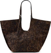 AllSaints Ara East West Leopard Print Suede Tote