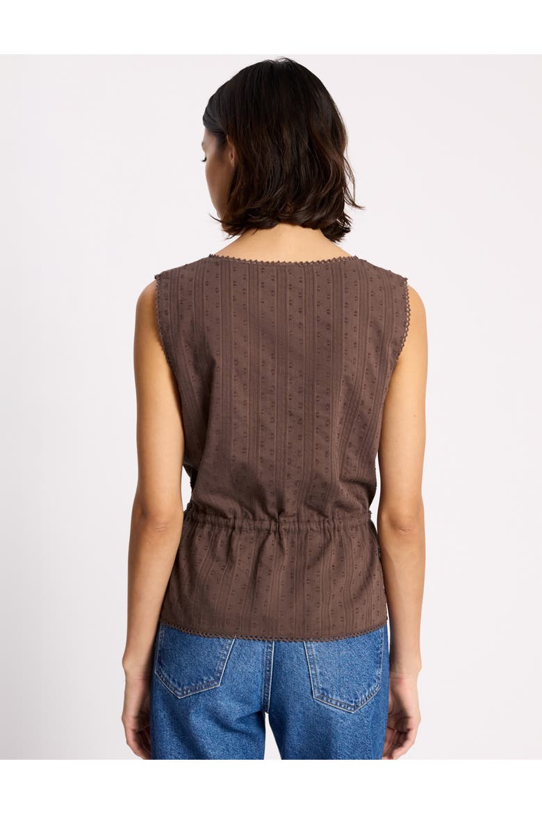 Drawstring Waist Button Through Top, Alternate, color, Brown