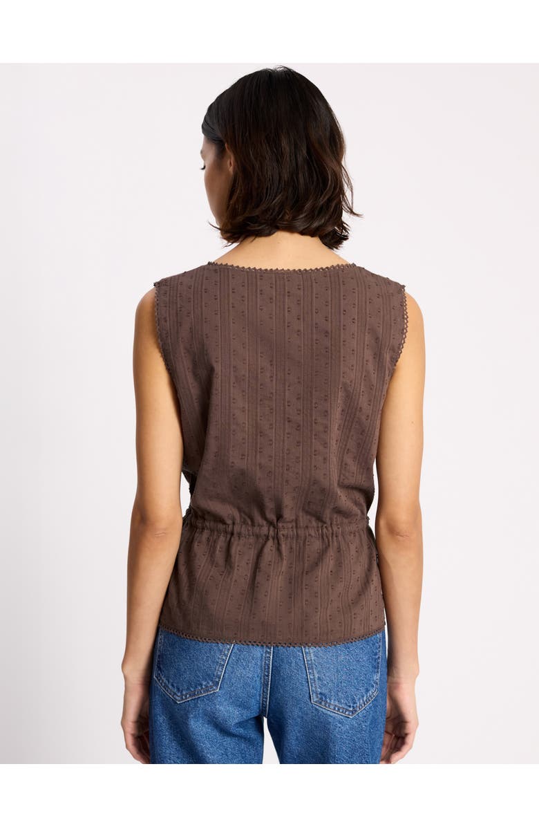 Albaray Drawstring Waist Button Through Top, Alternate, color, Brown