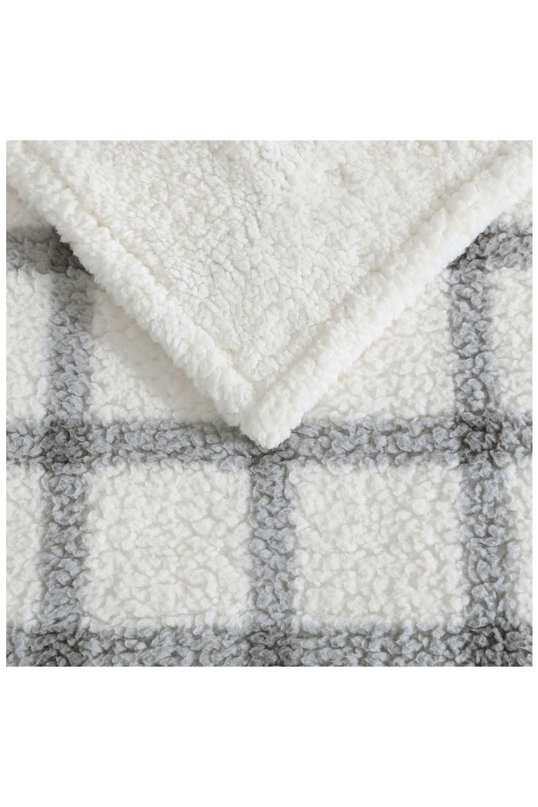 Bunkhouse Plaid Faux Shearling Throw Blanket, Alternate, color, GREY