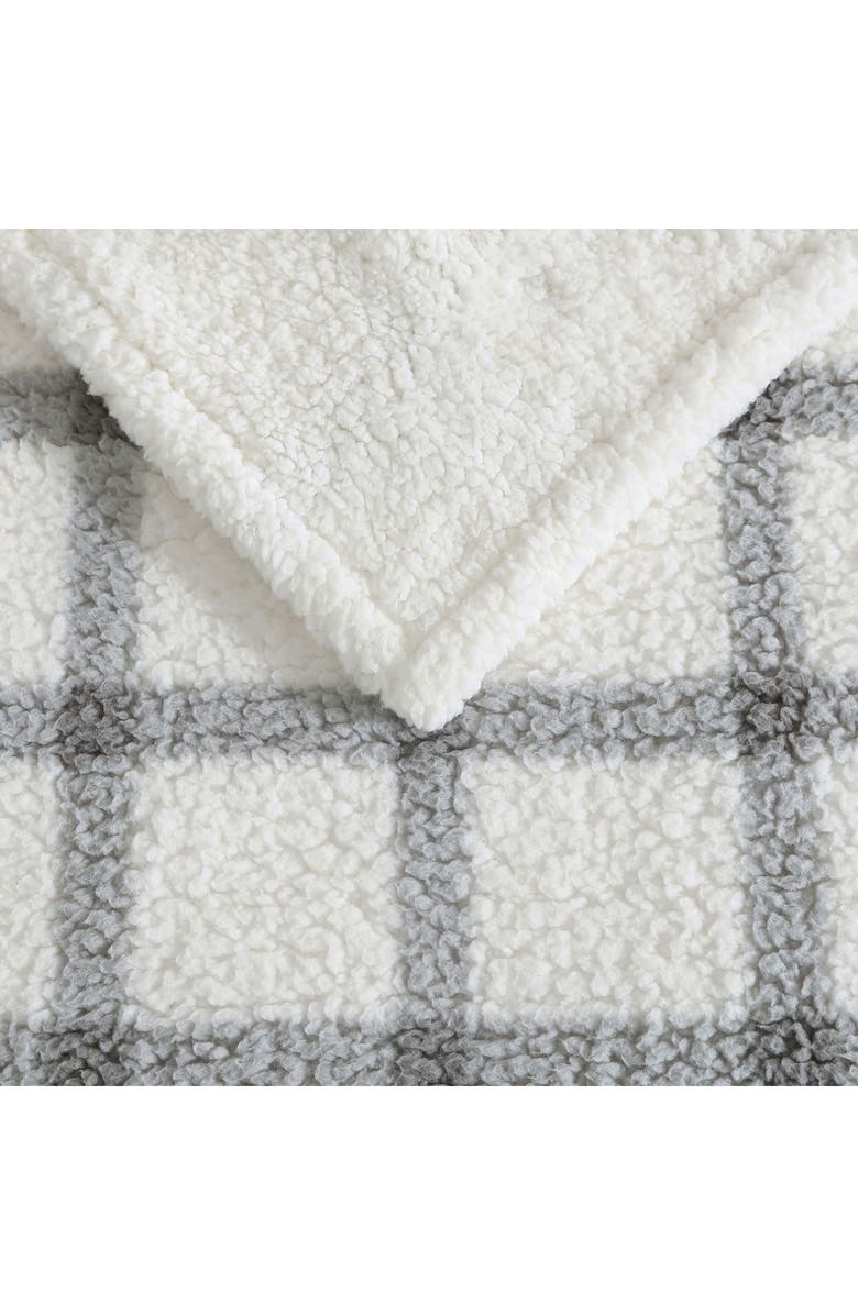 Eddie Bauer Bunkhouse Plaid Faux Shearling Throw Blanket, Alternate, color, Grey