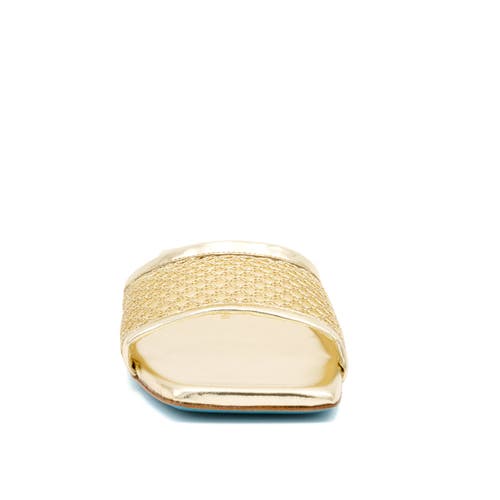 Valentina Rangoni Chic Calliope Gold Nadina Slides For Spring And Summer In Gold