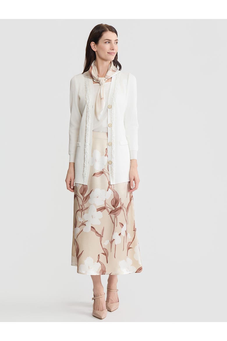 Flared Floral Print Silk Maxi Skirt, Alternate, color, Biscotti/Charmeuse