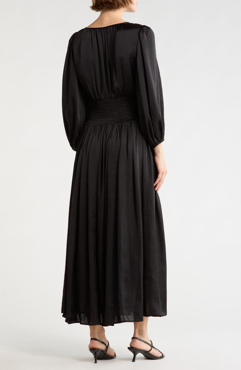 MAX STUDIO Keyhole Balloon Sleeve Maxi Dress, Alternate, color, Black-Black