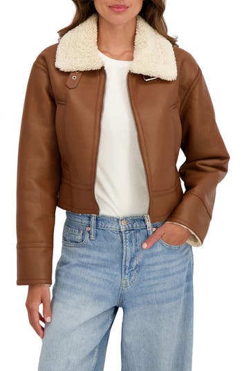 Sebby Faux Shearling Jacket In Brown