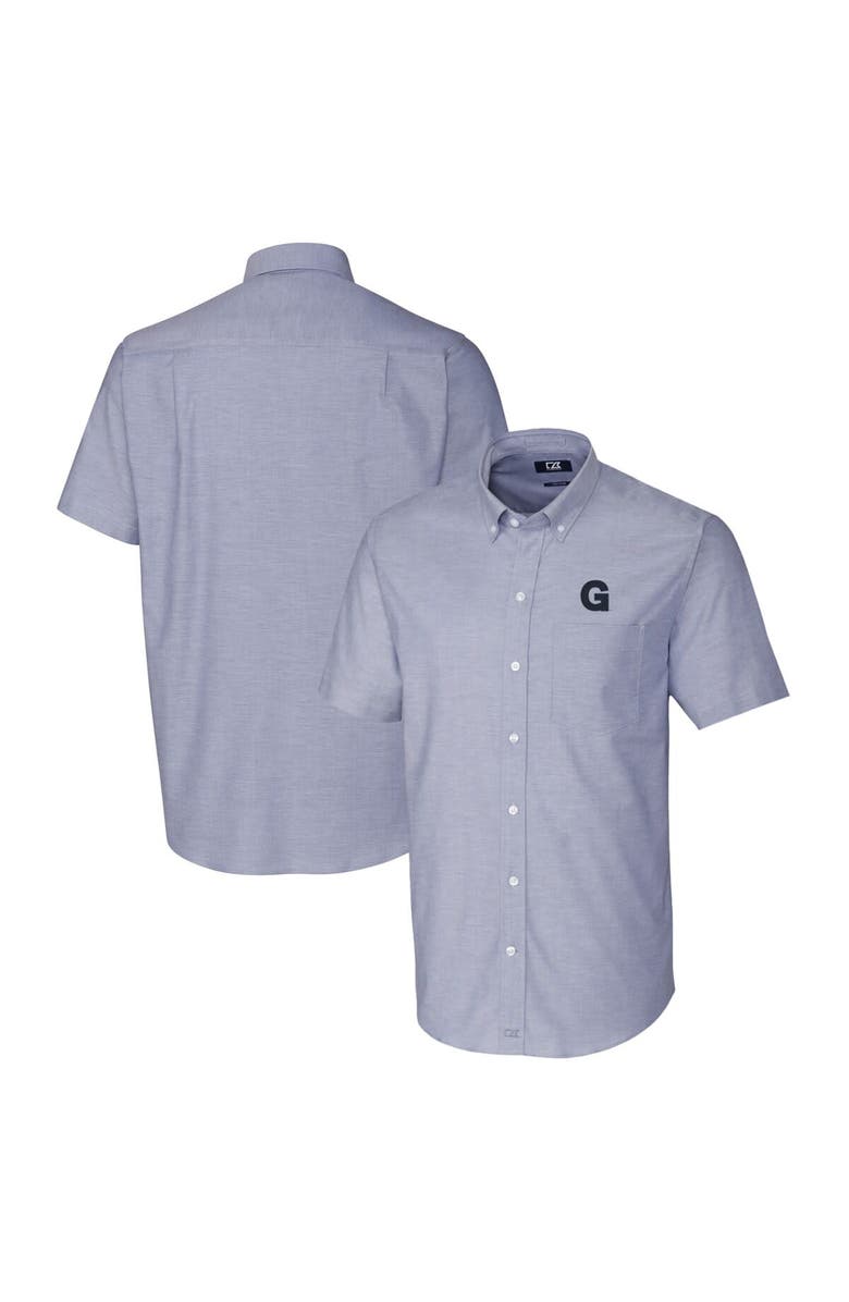 Cutter & Buck Men's Cutter & Buck Light Blue Gonzaga Bulldogs Vault Stretch Oxford Short Sleeve Button-Down Shirt, Main, color, 