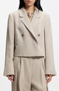 BOSS Jojeka1 Double Breasted Linen Blend Crop Blazer