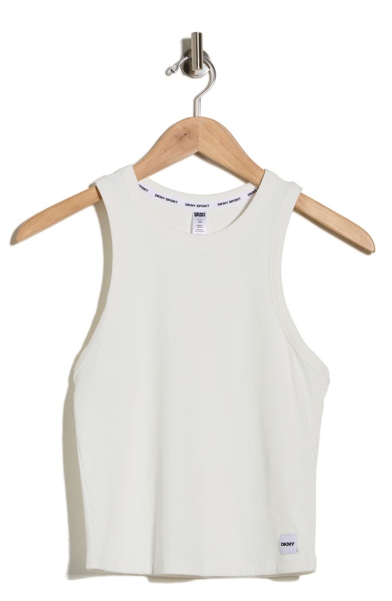 DKNY Hudson Rib Knit High Neck Tank, Main, color, Ivory