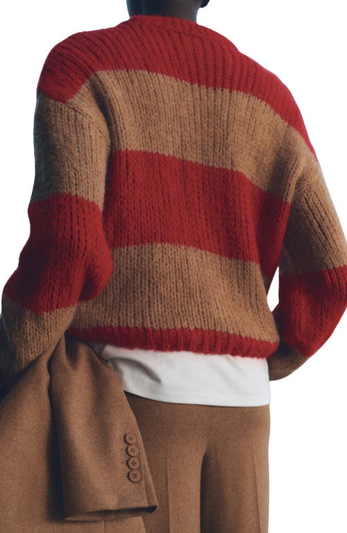 Mango Candice Stripe Crewneck Sweater In Red