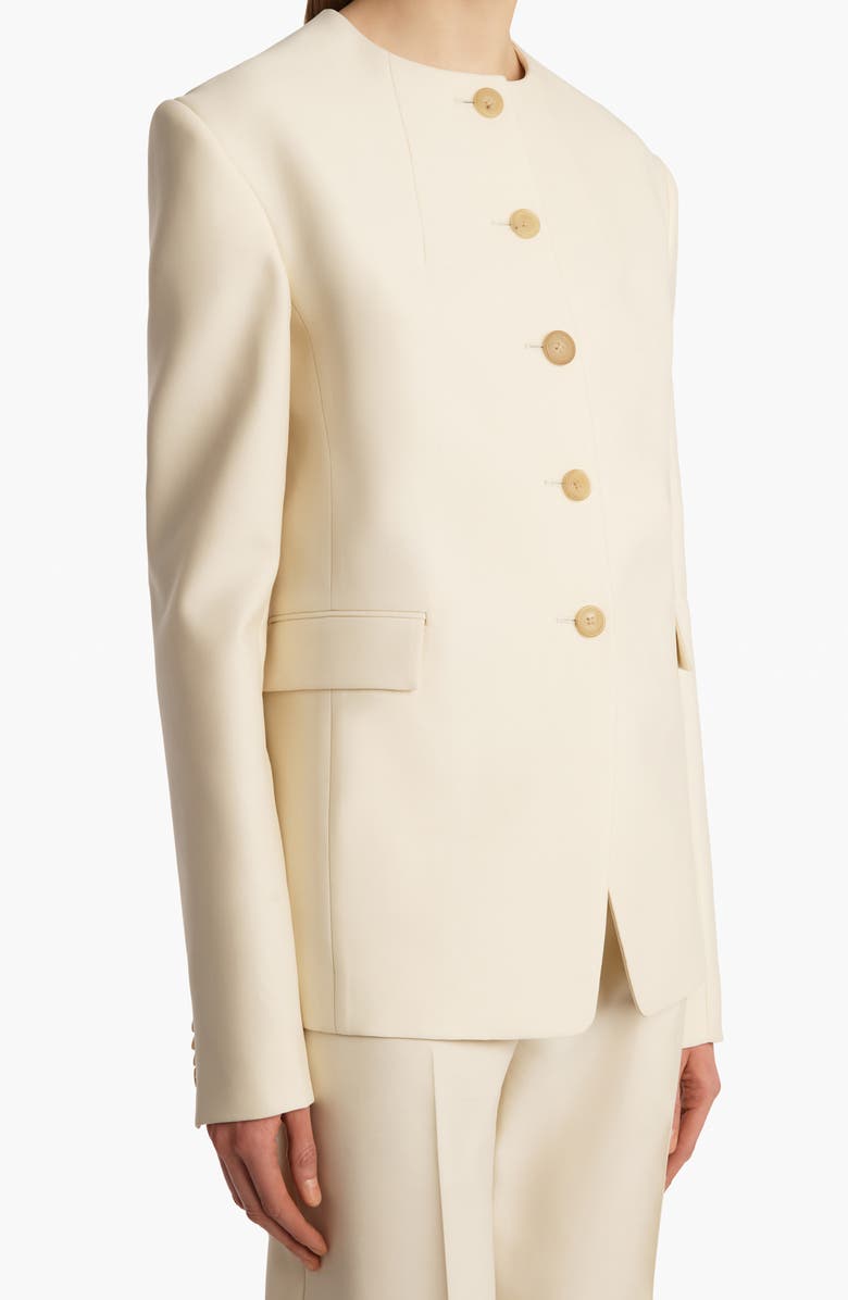 Khaite Jameson Textured Faille Jacket, Alternate, color, Cream
