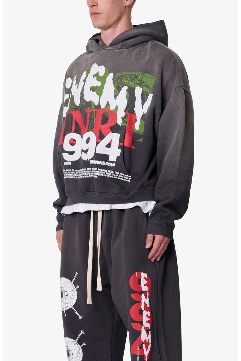 Enemy Oversize Cotton Pullover Hoodie, Alternate, color, WASHED BLACK