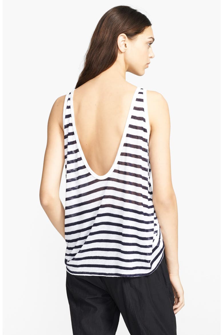 T by Alexander Wang Stripe Knit Tank, Alternate, color, INK/ WHITE