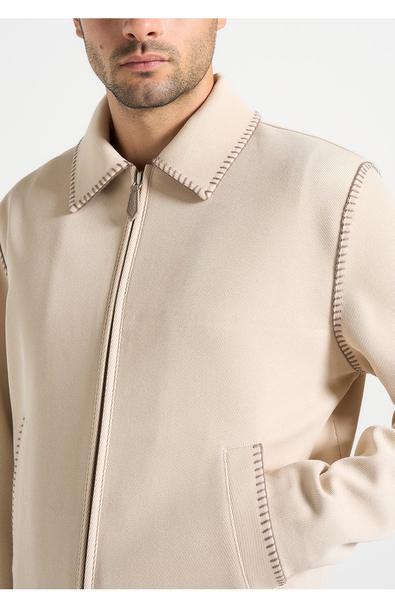 Manière De Voir Alex Whipstitch Twill Boxy Jacket, Alternate, color, Cream