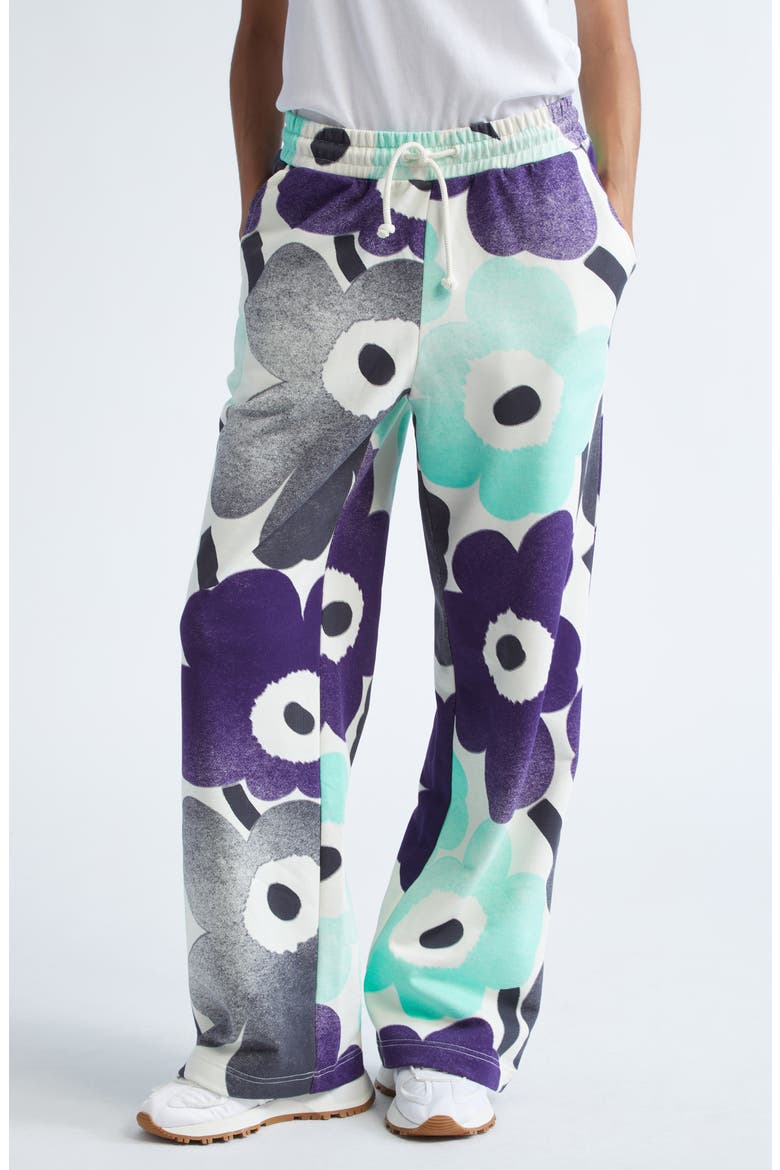 Varret Floral Cotton Sweatpants, Main, color, OFF WHITE MINT VIOLET