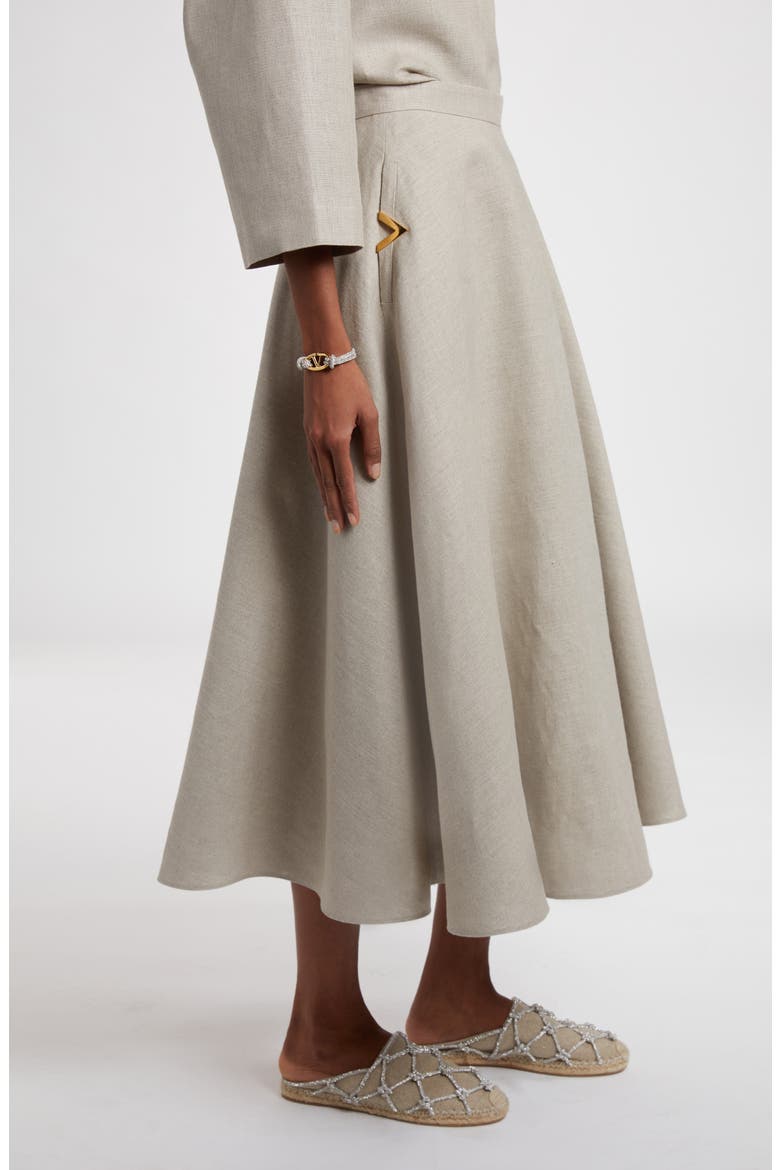 A-Line Flax Midi Skirt, Alternate, color, BEIGE GRAVEL