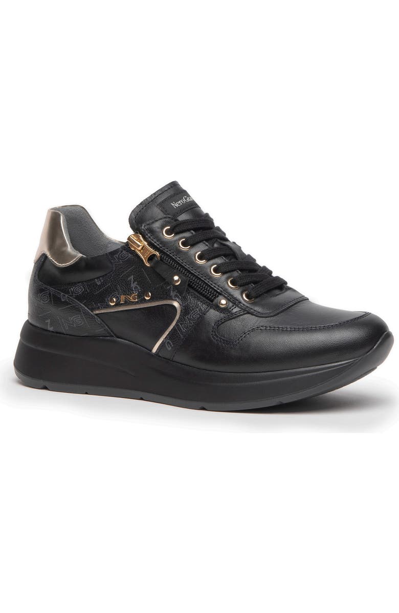 NeroGiardini Logo Zip Wedge Sneaker, Main, color,