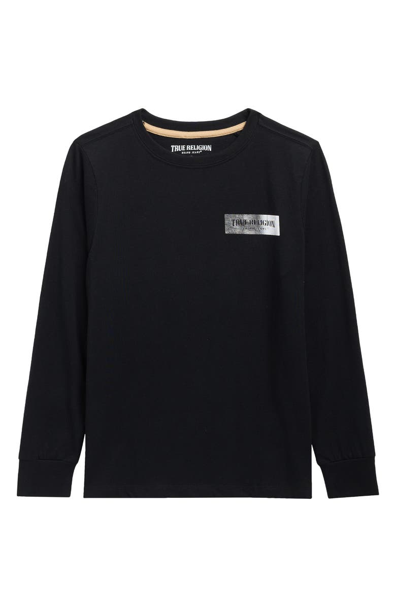 True Religion Kids' Horseshoe Long Sleeve Cotton Graphic T-Shirt, Main, color, 