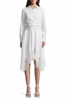 BCBGMAXAZRIA Stripe Shirtdress with Lace Hem