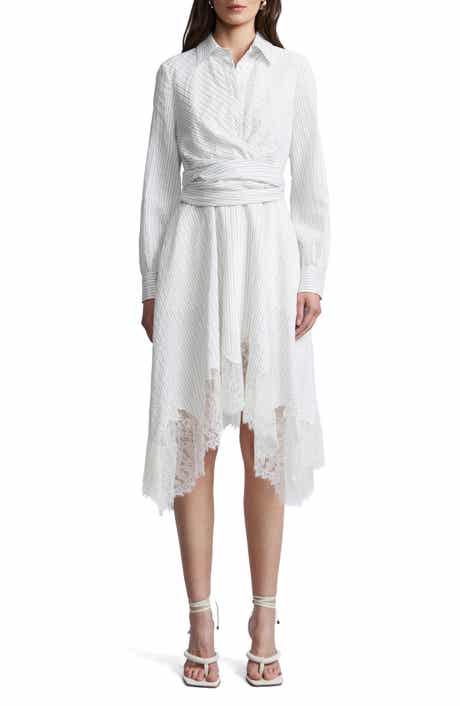 BCBGMAXAZRIA Stripe Shirtdress with Lace Hem