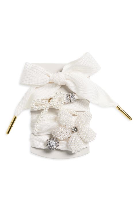 Skins Crystal & Faux Pearl Charm Shoelaces
