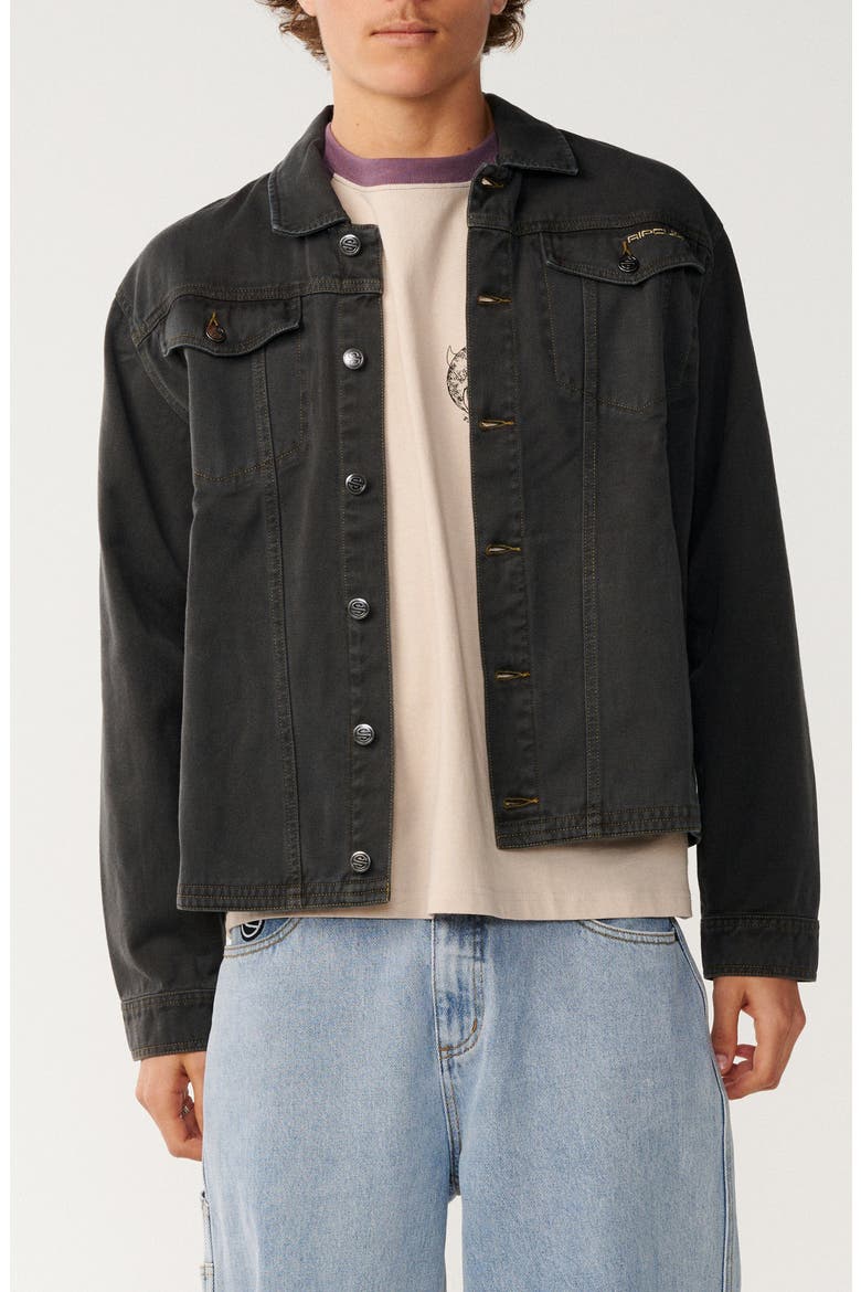 S-Series Cotton Twill Button-Up Jacket, Main, color, WASHED BLACK