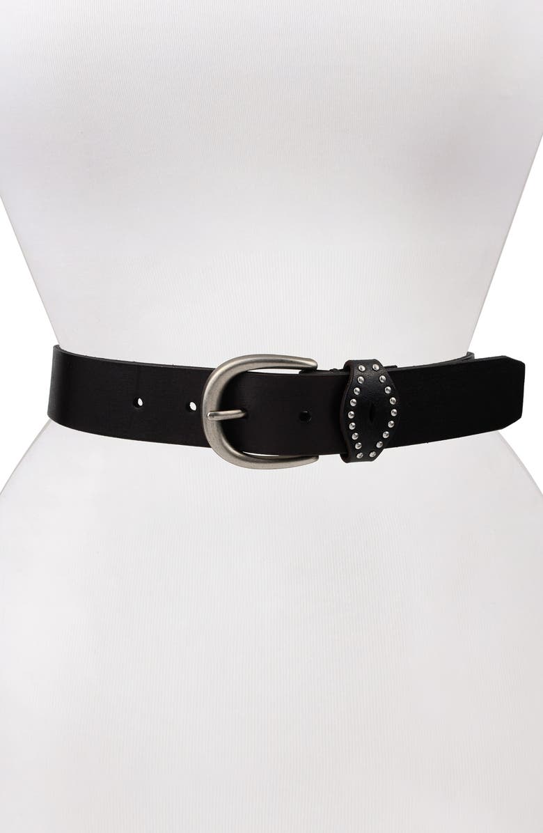 Frye Studded Keeper Leather Belt, Alternate, color,