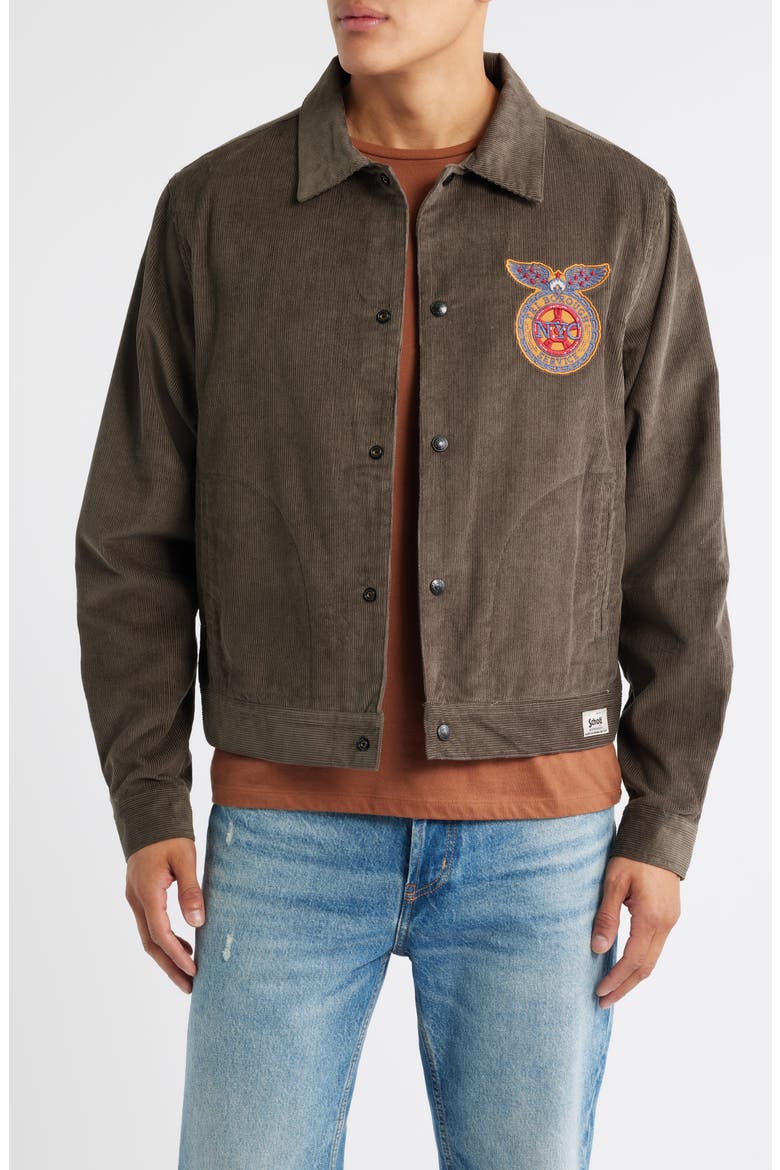 Empire State Cotton Corduroy Trucker Jacket, Main, color, OLIVE
