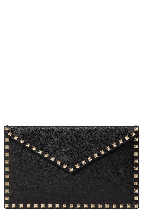 Large Rockstud Leather Envelope Pouch