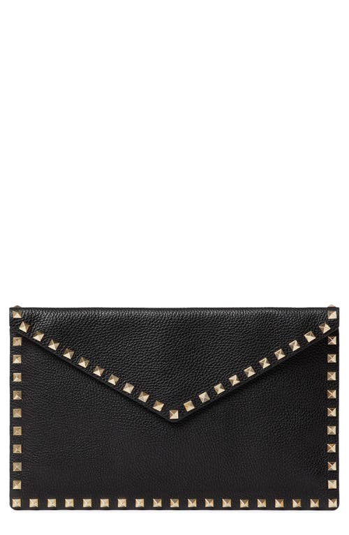 Valentino Dnu Inv  Rockstud Grainy Leather Pouch In Black