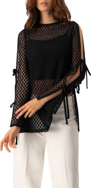 IVONNE Tie-Sleeve See Through Lace Blouse