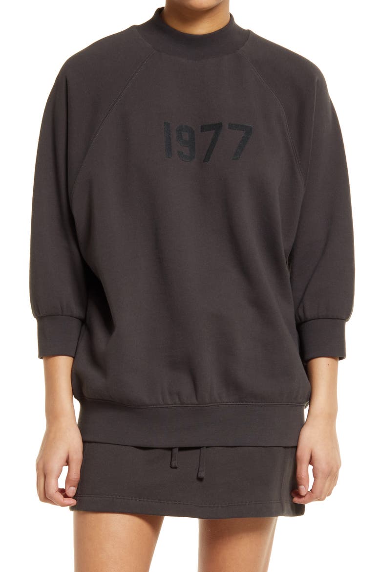 Mock Neck French Terry Pullover, Main, color, IRON