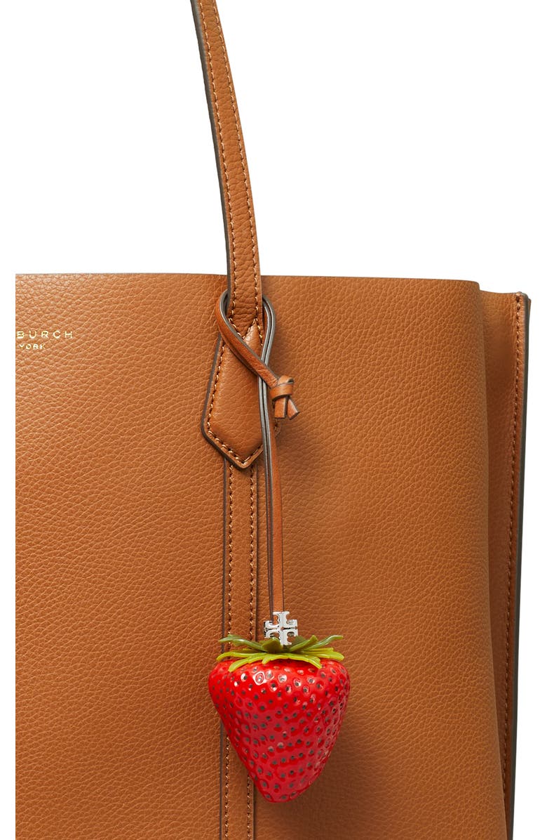 Tory Burch Strawberry Leather Bag Charm, Alternate, color, New Poppy / Tempranillo