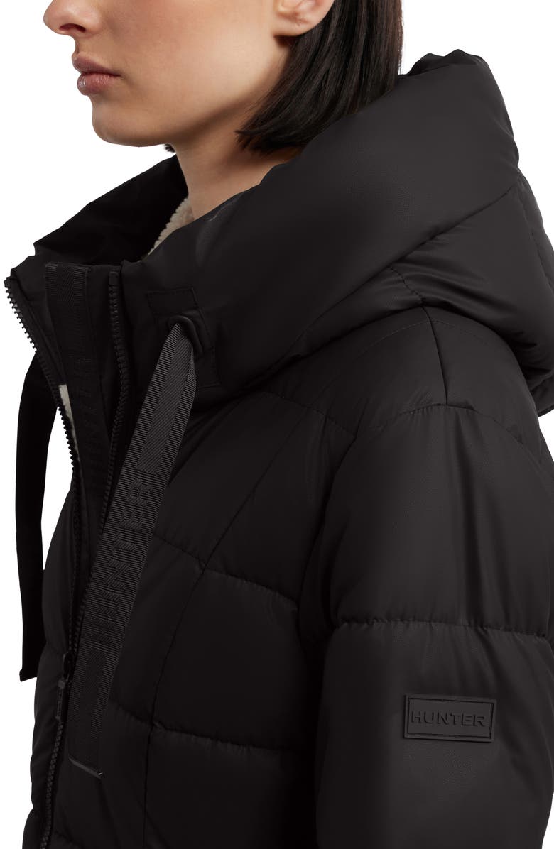 Hunter Ireland Water Repellent Faux Shearling Lined Puffer Jacket, Alternate, color, Black