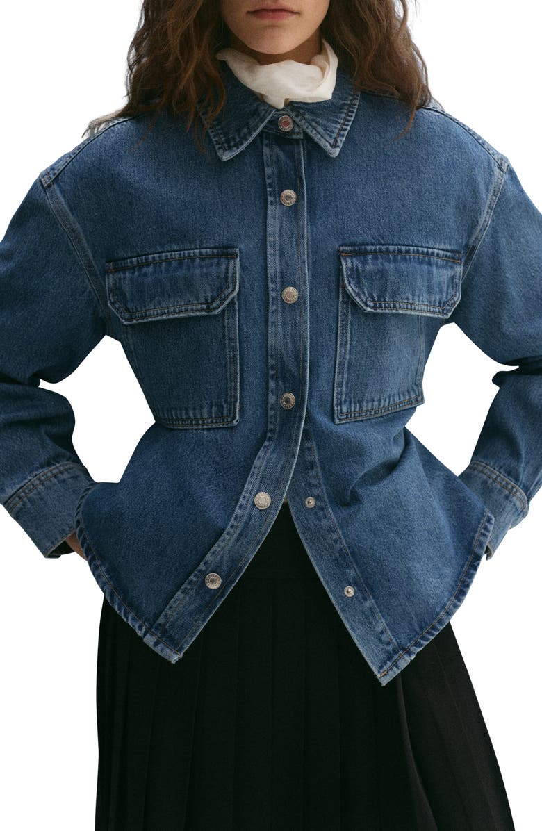 MANGO Patch Pocket Denim Overshirt, Main, color,