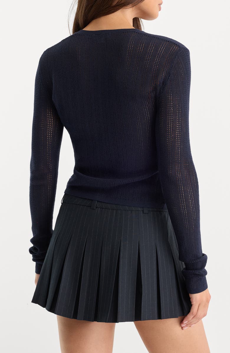 Good American The Open Stitch Knit Cardigan, Alternate, color, Midnight Blue