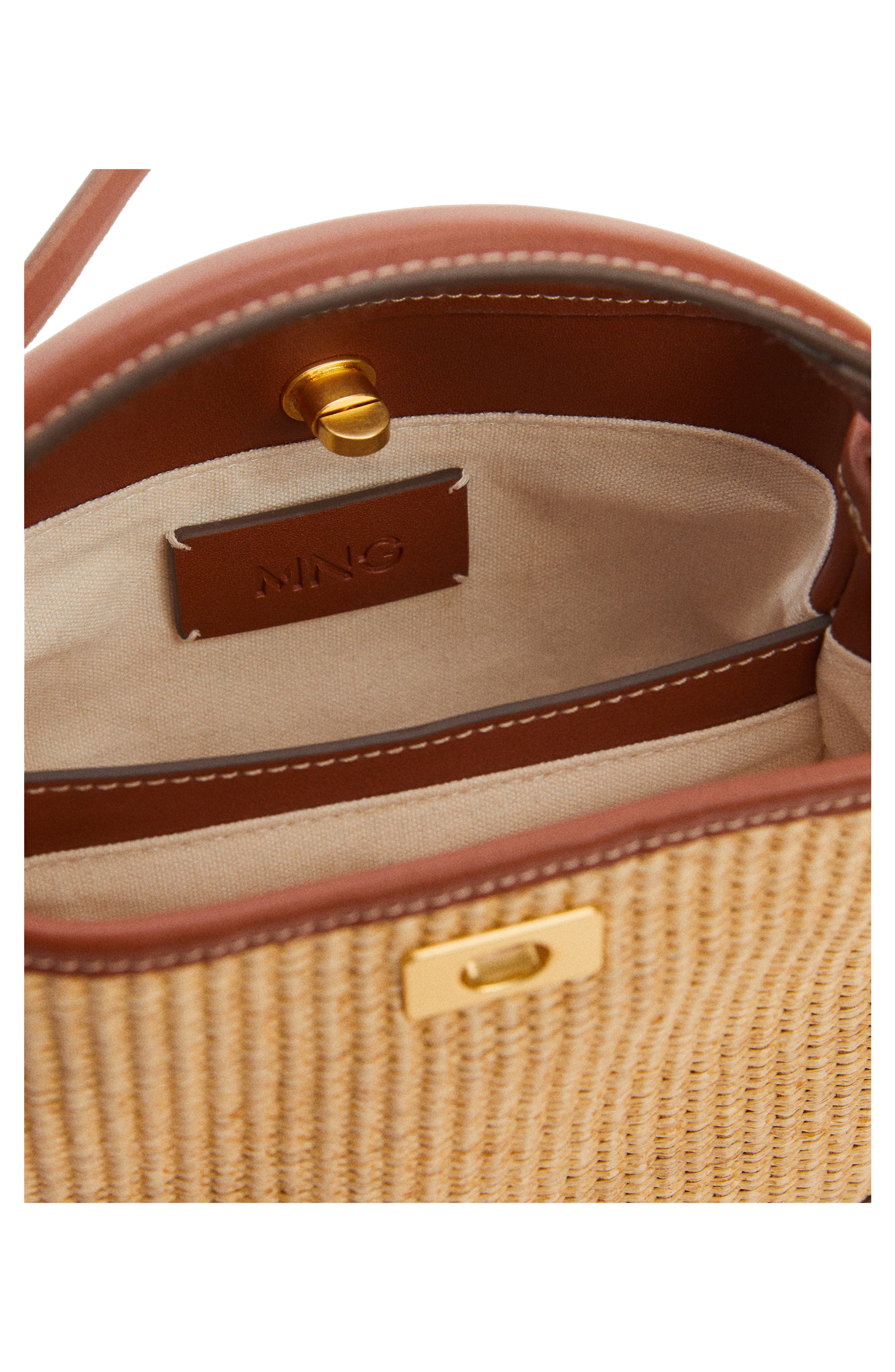 MANGO Raffia Effect Bucket Bag, Alternate, color, 