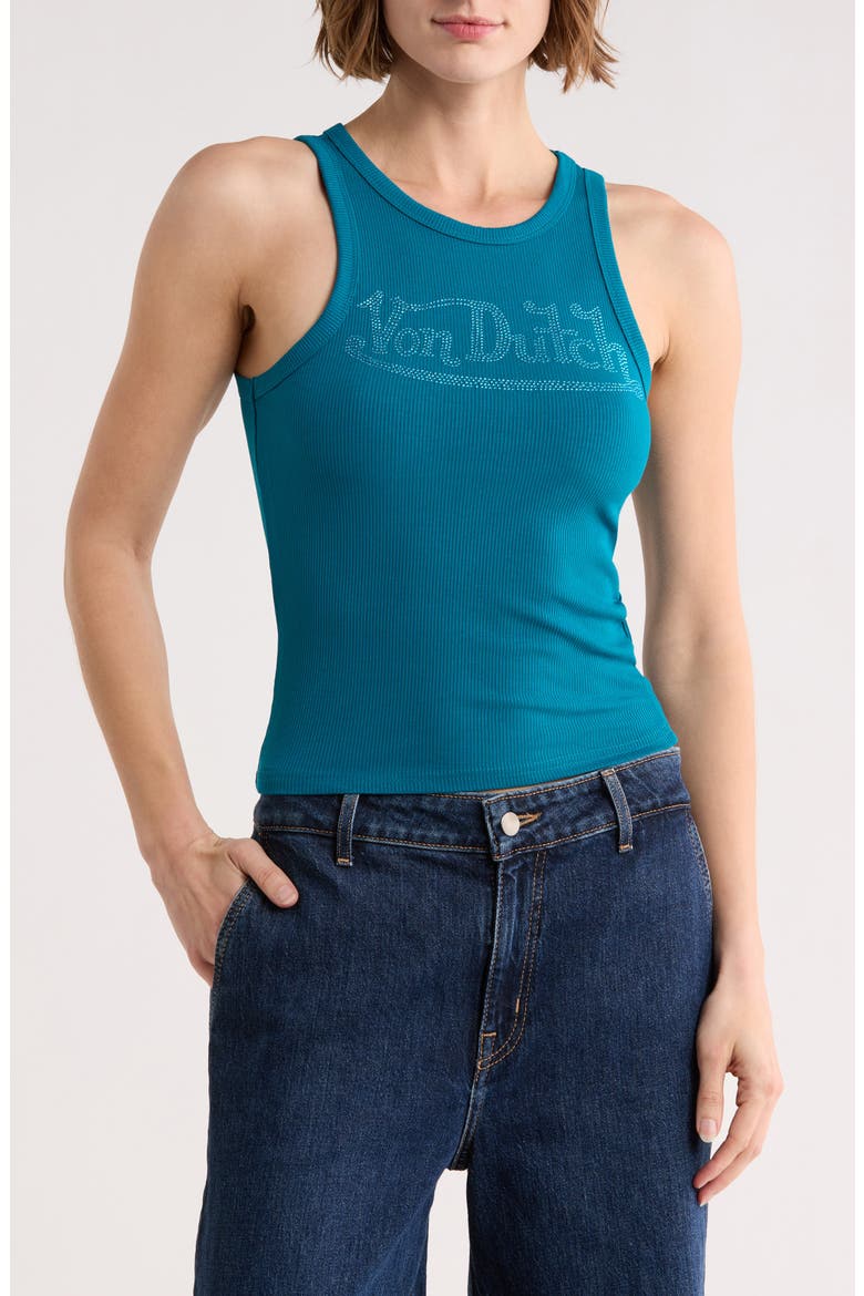 Ribbed Jersey Tank, Main, color, DEEP LAGOON
