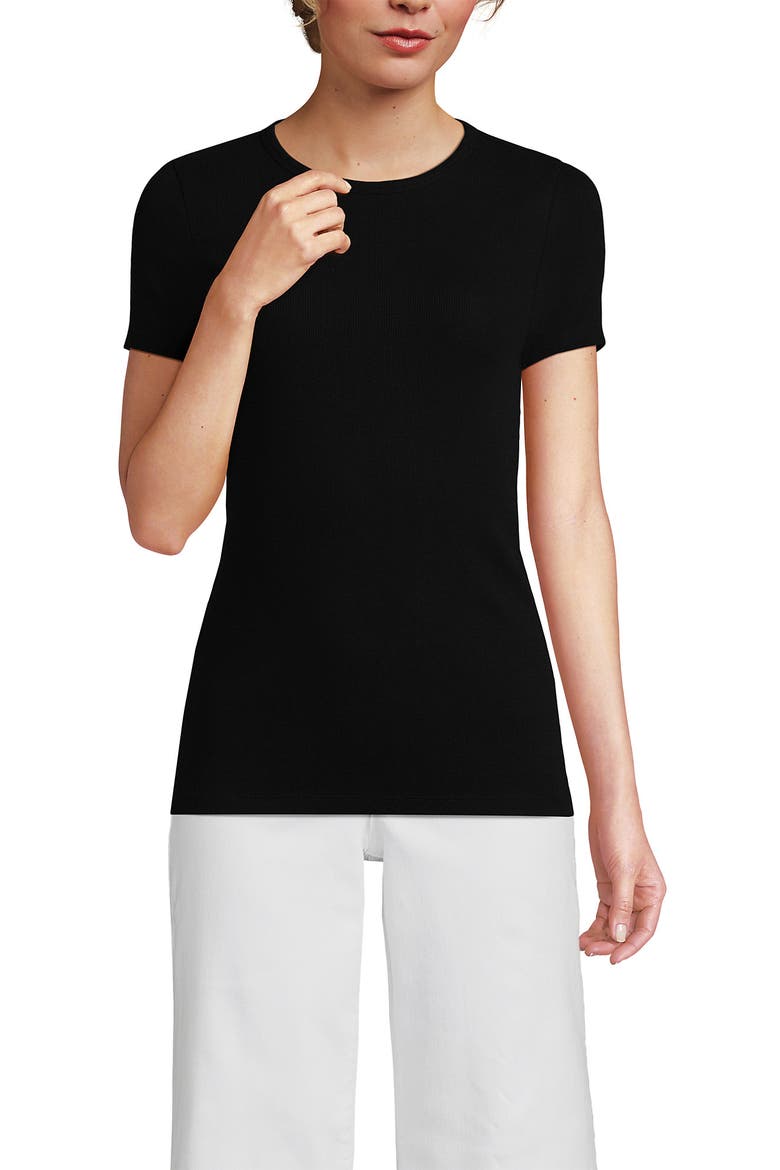 Cotton Rib T-shirt, Main, color, Black