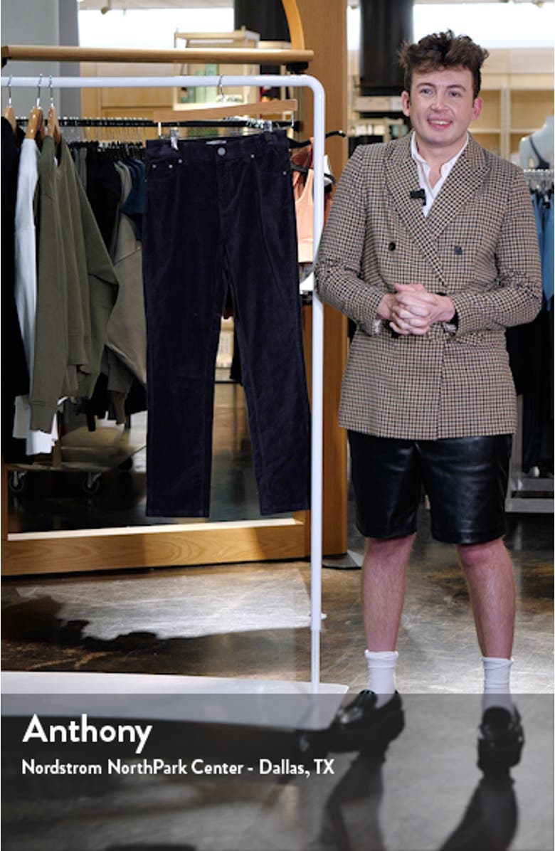 High Waist Stretch Velveteen Straight Leg Ankle Pants, sales video thumbnail